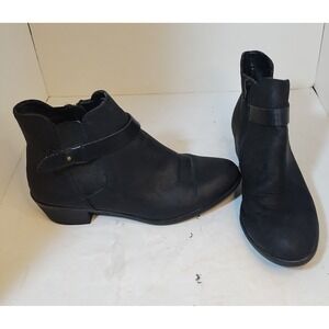 Black Ankle Boots Womens Size 8 Bonded Leather Zip Up Buckle Booties Target